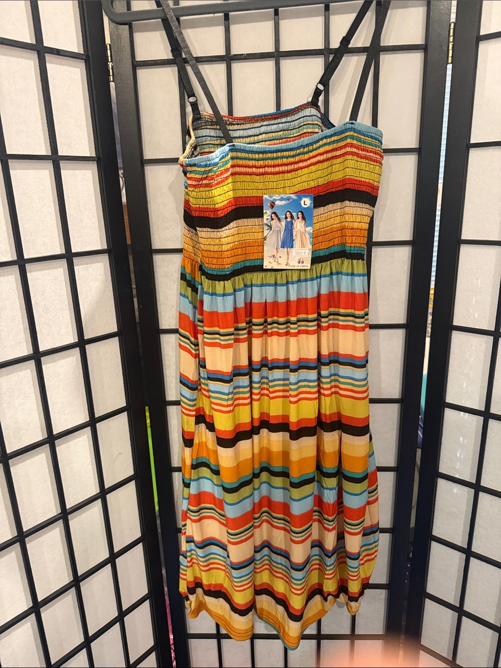 Women’s' Multicolor Stripe Sundress - Bright Striped Midi Dress